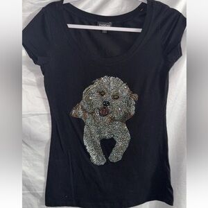 Bebe Black Tee with Sparkling Dog Design large
